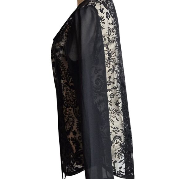 MARK Black Sheer Lace Tie Neck Blouse - Picture 5 of 6